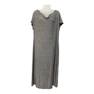 J Jill Wearever Collection Gray Maxi Dress Short Sleeve Cowl Neck Size M